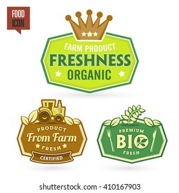 Set of organic-bio labels on the white background.