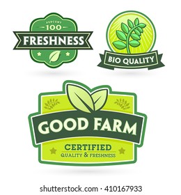 Set of organic-bio labels on the white background.