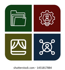 Set of organization icons such as Folders, Leader, Stage, User 