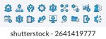 Set of organization management icon vector. Contains manage time, employee structure hierarchy, workflow, clipboard task checklist, schedule, plan, strategy, finance, device development, gear