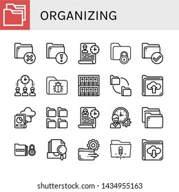 Set of organizing icons such as Folder, Time management, Binders, Folders, Archive , organizing