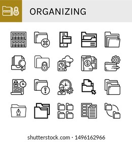 Set of organizing icons such as Folder, Binders, Folders, Archive, Time management , organizing