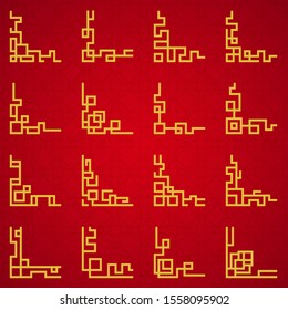 Set of oriental chinese border ornament, vector illustration