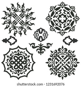 Set, oriental circular ornament elements.