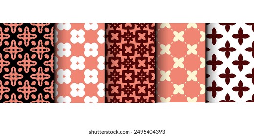set of oriental decorative vintage retro Geometric floral seamless patterns minimalistic seamless patterns Textile tile ornament Damask graphic ornaments