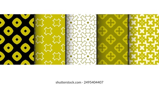 set of oriental decorative vintage retro Geometric floral seamless patterns minimalistic seamless patterns Textile tile ornament Damask graphic ornaments