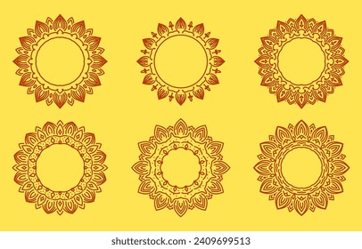set of oriental mandala flower frame