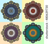 Set of oriental mandala patterns.