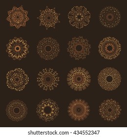 Set of oriental mandalas. Ornament tribal flower, mandala of collection for decoration henna, vector illustration