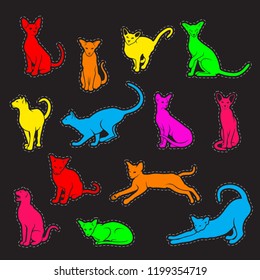 Set Oriental Shorthair Cat Silhouettes Isolated Stock Vector (Royalty ...