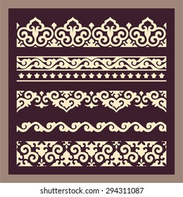 Set of oriental style decorative seamless border patterns