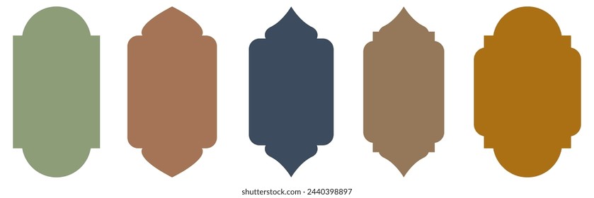 Set of oriental style Islamic ramadan kareem and eid mubarak windows and arches. Vector illustration, EPS10