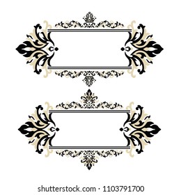 Set of Oriental vector damask patterns for greeting cards and wedding invitations.