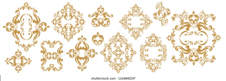 Set of Oriental vector damask patterns for greeting cards and wedding invitations. - Shutterstock ID 1164840247