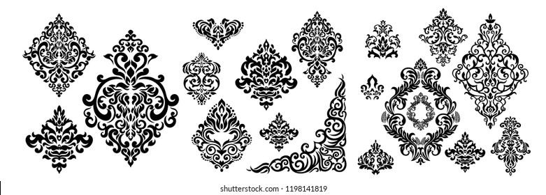 Set Oriental Vector Damask Patterns Greeting Stock Vector (Royalty Free ...