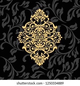 Set of Oriental vector damask patterns for greeting cards and wedding invitations.