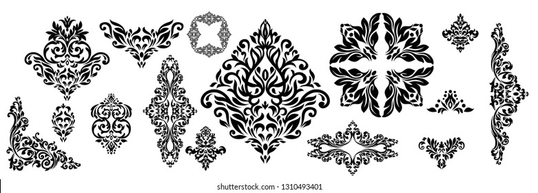 Set Oriental Vector Damask Patterns Greeting Stock Vector (Royalty Free ...