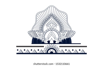 Set of Oriental vector damask patterns for greeting cards and wedding invitations.