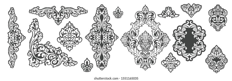 	
Set of Oriental vector damask patterns for greeting cards and wedding invitations.