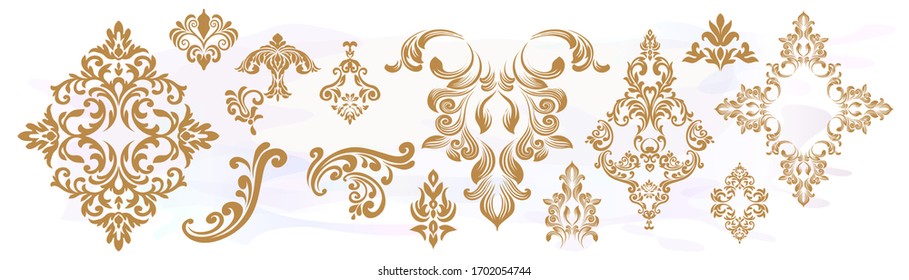 Set of Oriental vector damask patterns for greeting cards and wedding invitations. - Shutterstock ID 1702054744