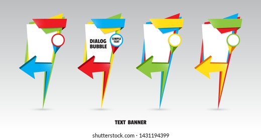 Set of origami arrow speech bubble for design of advertisement label, sticker, discount price tag. Map marker dialogue banner for your message from paper origami arrow. Vector