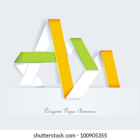 set of origami banners, vector illustration