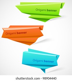 Set of origami banners. Vector illustration