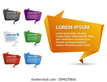 Set of origami banners for your text. Vector design elements.