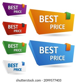 Set of origami banners for your text. Best price vector design elements.