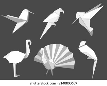 conjunto de aves origami vector	
