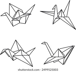  set of origami birds vector image or clipart for project