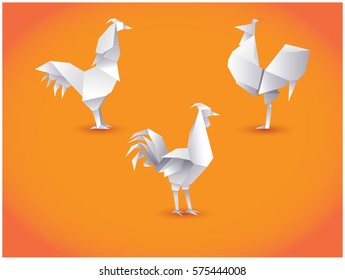 Set of origami cocks