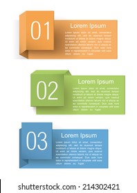 Set of origami folded banners with numbers and place for text, vector eps10 illustration
