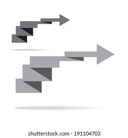 Set of origami geometric turn right arrow with shadow for business or websites design. Vector EPS 10.