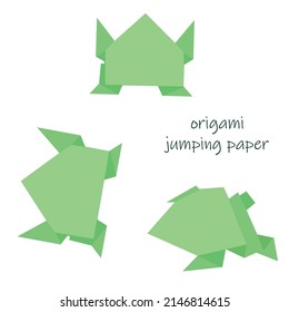 set origami green frog. DIY paper crafts. educational games for children. flat vector isolated on white background.