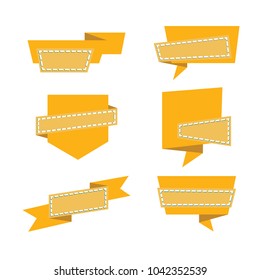 set of origami paper banners. yellow banner
