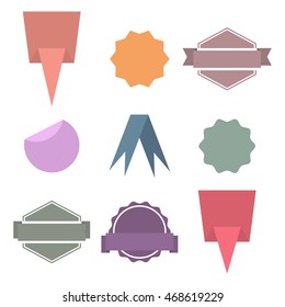 Set origami paper design elements, banners, ribbons and labels, isolated on white background, vector illustration.