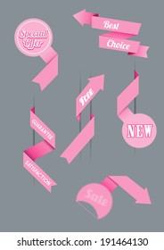 Set of origami paper stripes and arrows with place for your own text. 