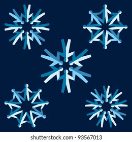 Set of Origami People Snowflakes. Vector Illustration