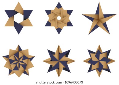Set of origami stars vector