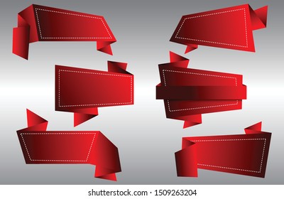 Set origami style text templates for banner. Creative flat elements for website. banners and icons. Shopping Tags. banners sale  isolated. Icons and Discount red color. vector, Illustration