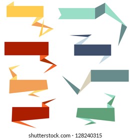 A set of origami style web and text banners with a desaturated vintage feel