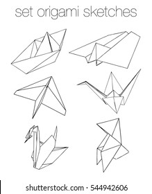 Set origami vector sketches