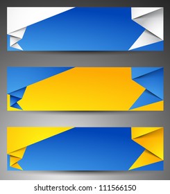 Set of origami web banners.