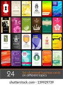 Set of original business cards on different topics
