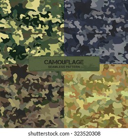 Set of original camouflage patterns. Seamless backgrounds. Vector illustration