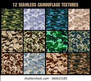 Set of original camouflage  patterns. Seamless backgrounds