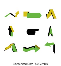 Set of original colorful arrows in flat style