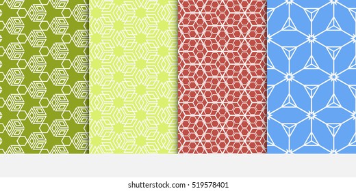 set of original cube pattern. seamless. creative optical illusion. vector illustration. color. for idea your business, presentation, wallpaper, cover