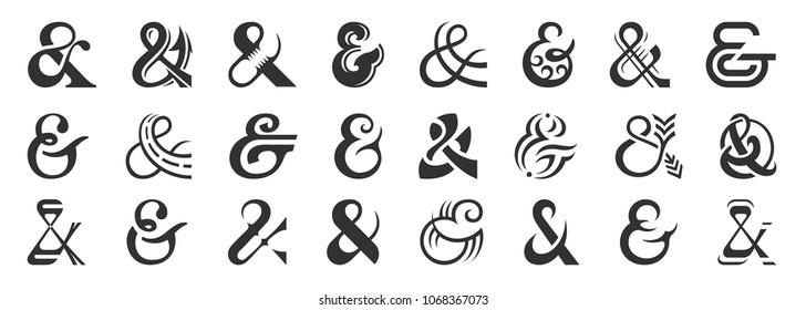 Set of original decoration ampersands for letters and invitation. Great vector design set for wedding invitations, save the date cards and other stationary.